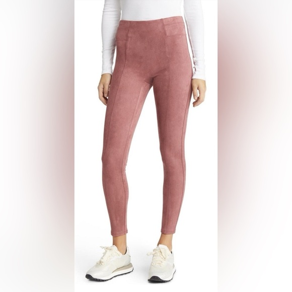 NEW Spanx Faux Suede Leggings Rich Rose Pink Petite Medium 20322Q NWT - Picture 2 of 11